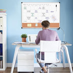 Amazon Basics 24" x 36" Monthly Whiteboard Calendar with Cork Board, Wall Mounted, Easy to Install, Silver Aluminum Frame