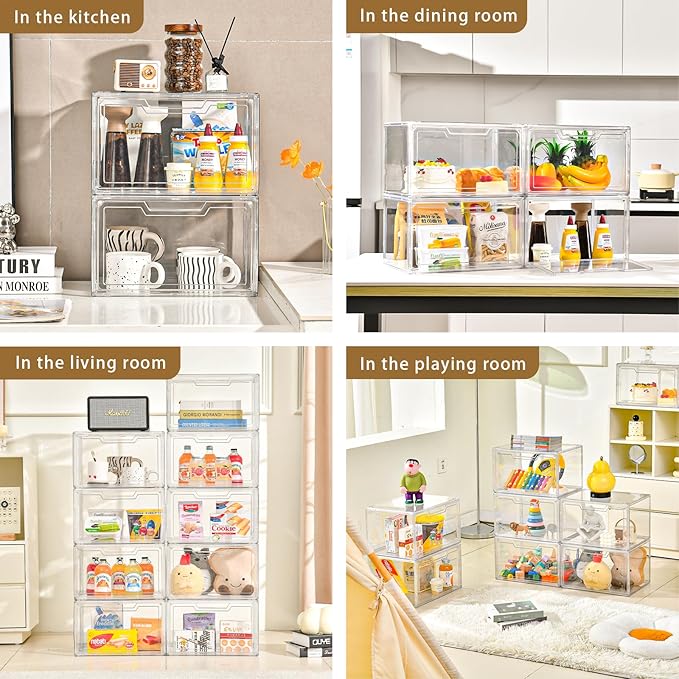 KOKOIN Magnetic Acrylic Clear Shoe Boxes – 360° Transparent Stackable Sneaker Storage & Organizer Box, Professional Shoe Display Case & Multipurpose Storage Bin for Closet (10pcs)