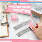Nezyo 2 Pack Identity Protection Roller Stamp Identity Theft, Confidential, Privacy Roller Stamp Information Blocker and 4 Pack Refill Ink for ID Account Data Address Security (Pink)