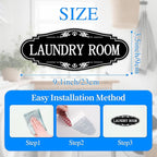 Laundry Room Door Sign for Business and Home，Self-adhesive Waterproof Cute Laundry Room Door Sticker Decals for House, Apartment, Hotel Laundromat Decor（Black）