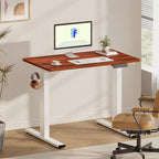 FLEXISPOT EN1 One-Piece Standing Desk with 1-Inch Thick Seamless Desktop, 40"x24" Electric Height Adjustable Desk for Home Office, Multi-Monitor Setups & Easy Assembly, Mahogany