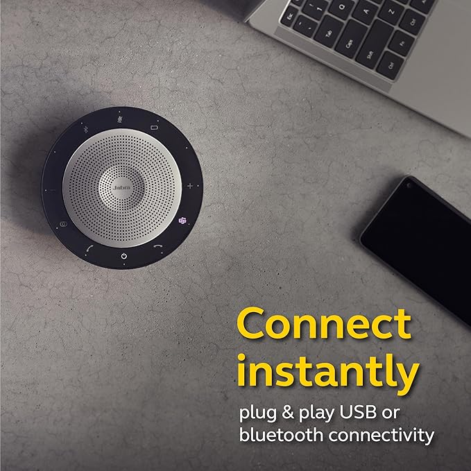 Jabra Speak 750 MS Wireless Bluetooth Speakerphone with Link 370 USB Adapter – Portable Conference Speaker for Holding Meetings Anywhere with Premium Audio - Certified for Microsoft Teams