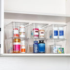 Vtopmart 12 Pack Clear Stackable Storage Bins with Lids, Medium Plastic Containers with Handle for Pantry Organizer and Storage,Perfect for Kitchen,Fridge,Cabinet, Closet,Bathroom Organization