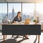 HolyMaji 60" Under Desk Privacy Panel Self-Adhesive Modesty Panel 600D Heavy Duty Desk Skirt Privacy Divider for Office Home or Standing Workstation Concealer Shield