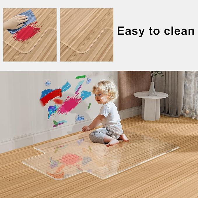 MESAILUP Beveled Edge Irregular Office Chair Mat with Lip for Carpet or Hardwood Floor Crystal Clear 47" x 53" for a Smooth Glide and Easy Roll On/Off, Heavy Duty and Non-Slip Floor Chair Mat with Lip