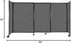 Versare Straightwall Sliding Portable Wall Partition | Freestanding Office Dividers | Locking Wheels | Temporary Room Separator | 7'2'' Wide x 4' Tall Charcoal Gray Fabric Panels