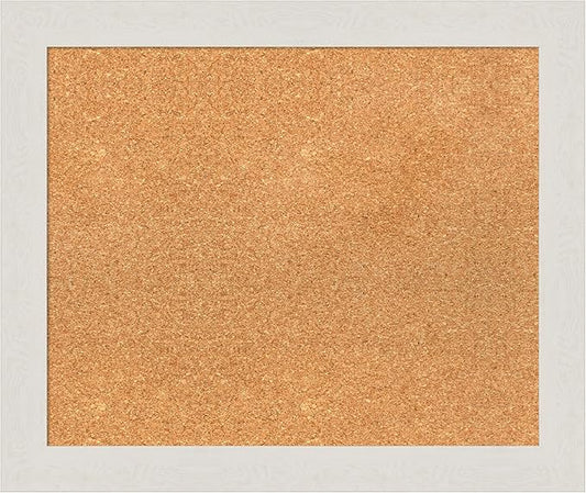 Amanti Art Natural Cork Board for Wall, 21x25 Vision Board with White Frame, Medium Corkboard Office Decor for Home Organization, Country Rustic Corkboard Pinboard to Display Items for Home