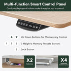 FEZIBO Electric Standing Desk 48 x 24 Inch with Monitor Shelf, 3 Drawers and Open Storage, Home Office Computer Workstation, Maple, 2 Packages