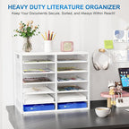 PAG-Mass Mail Sorter for Desk, Countertop Literature Organizer, Student Mailbox for Classroom, Desktop Bill Paper Holder Rack for Office Home School, 12 Compartments, White