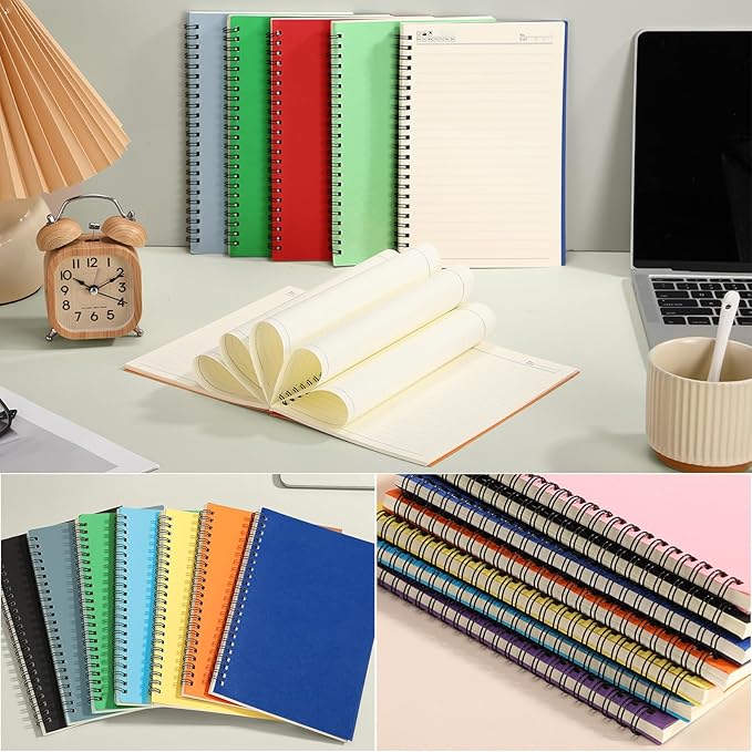 12 Pack Small Spiral Notebook A5 Lined College Ruled Spiral Journal Notebook 5.5 x 8.3 Inch Kraft Cover, 120 Pages for Work Students Office Business(Colorful)