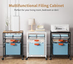Marbrasse Rolling File Cart with Handle, Mobile File Cabinet on Lockable Wheels, Office Filing Cabinet Organizer, Printer Stand with Hanging File Folder Organizer for Home Office - White