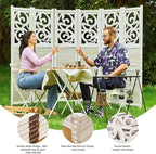 Room Divider Wood Carved Wall Divider Indoor Folding Portable Partition Screen for Home Office Garden Terrace - 6 Panel, 67 * 90inch (White)