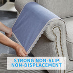 MINJIATEX Couch arm Covers,Non-Slip lace Sofa arm Covers Set of 2 Washable Sofa armrests Covers for Living Room Recliner Chair arm Cover Protectors for Leather Sofa armrest slipcover (JYS-Blue)