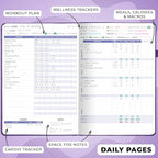 Clever Fox Fitness & Food Journal PRO – Daily Workout & Meal Planner for Women & Men – Exercise & Weight Loss Diary Notebook, 7.3x10.4” (Purple)