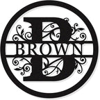 Personalized Round Metal Monogram Sign, Custom Family Last Name Decor, Initial Letter Wall Art Plaque, Unique Indoor Outdoor Housewarming Wedding Gift