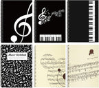 Music Notebook, Blank Sheet Note book, Cardboark Spiral NoteBook Manuscript Paper, Composition Staff Paper for Kids, Musician, Students, Piano-Keyboard-Music-Notebook 100 Pages 26x19cm