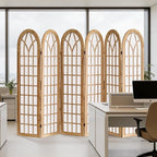 Aletheiawu 6 Panel Room Divider Wall Shoji Screen, Japanese Wood Room Divider for Room Separation, Folding Privacy Screen, Portable Room Partition for Home Office Restaurant - Natural