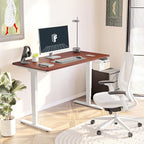 FLEXISPOT E6 3-Stage Dual Motor Electric Standing Desk 48 x 30 Sit Stand Up Desk, Holds 220 lbs, Adjustable Height w/Memory Presets, One-Piece Mahogany Desktop & White Frame, Ships in 2 Boxes