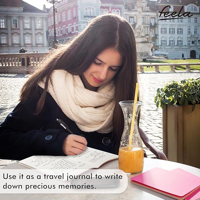 16 Pack Soft Cover Journal Bulk, Feela Lined Notebooks College Ruled for Work for Women Girl Writing, Blank Travel Journal Note Taking Notebook School Business Supplies, 8.2” x 5.5”, A5, Berry