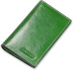 Slim Leather Credit Card Holder for Men & Women 8cc, Italian Calfskin (Green Vegetable-Tanned Leather)