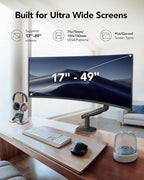 HUANUO TitanLift Heavy Duty Monitor Arm for Screens up to 49", Holds 44 lbs, Aluminum Ultrawide Screen Desk Mount, Fully Adjustable Single Gaming Monitor Mount with Dual C-Clamp, Max VESA 100x100mm