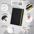 Clever Fox Fitness & Food Journal PRO – Daily Workout & Meal Planner for Women & Men – Exercise & Weight Loss Diary Notebook, 7.3x10.4” (Black)