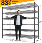 REIBII 83"H Storage Shelves 3840LBS Metal Shelving Unit Garage Shelving Heavy Duty 6 Tier Commercial Adjustable Wire Shelving for Storage Rack for Pantry, Garage, Kitchen, 83"H x 55.5"W x 18"D, 2PCS