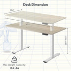FLEXISPOT EN1 One-Piece Standing Desk, 48"x24" Seamless Desktop Electric Height Adjustable Desk for Home Office, Multi-Monitor Setups & Easy Assembly, White Wood Grain
