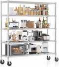 Homdox 5 Tier Heavy Duty Metal Wire Shelving with Wheels, 3000 lbs Capacity Garage Storage Rack, Rolling Industrial Storage, Adjustable Commercial Shelves for Kitchen, Warehouse, 18"x60"x82", Chrome