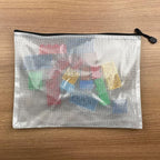 Oaimyy-Plastic Mesh Zipper Pouch Document Folders Bag Zipper Zip File Folders for Puzzles Games,Board Game Organization,Organizing Classroom Office Storage (Black, 4"x 6")