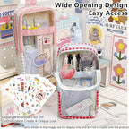 UINSUE Cute Pen case Adorable Bunny Transparent 3-Layer Large Capacity Pencil Case Gadget organizer with Lovely Stickers (Pink Polka Dot)