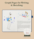 PAIBAS Graph Notebook for Women Men, 160 Pages Grid Paper, Graphing Notebooks for School, Work, Quad Ruled, Inner Pocket, A5 Hardcover Vintage Leather Journals for Writing, 5.8"x8.5" (Navy)
