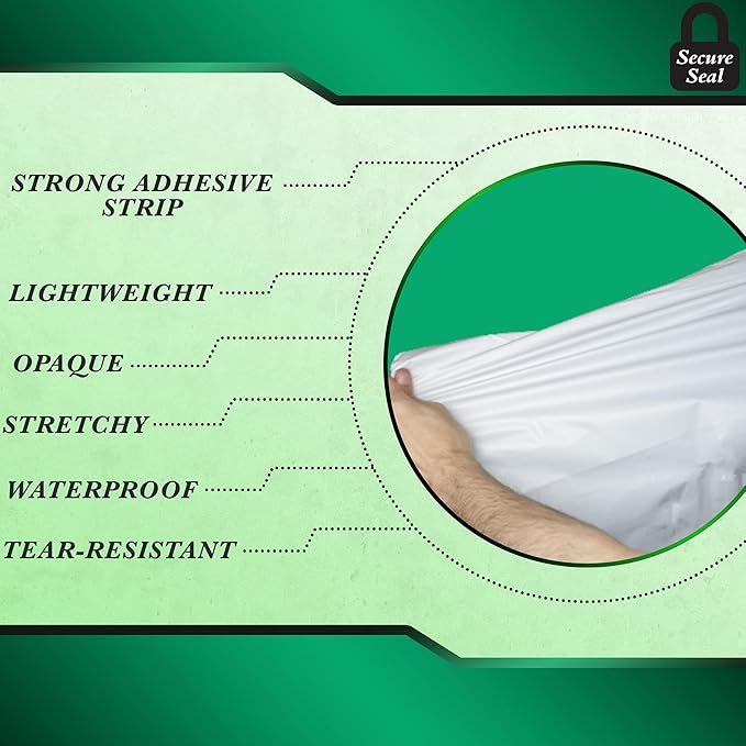 50 Pack Secure Seal White Poly Mailers Shipping Bags - Safe Shipping with 24x24 Mailers Poly Bags - E-Commerce Poly Bags for Shipping - Self Sealing 2 Mil Poly Shipping Envelopes