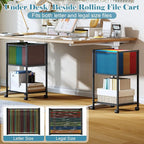 Sbanmao Letter/Legal Rolling File Cart, Narrow Mobile File Cabinet with Wheels Hanging Files, Metal Hanging File Folder Cart File Organizer Under Desk Storage for Home Office, Black