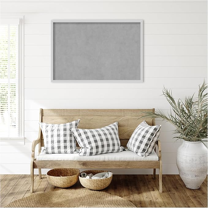Amanti Art Silver Framed Magnetic Board 25x37 Large Vision Board for use with Magnets, 100% Metal Sheet to Display Items as Office Decor or for Home Organization in mudroom, Kitchen or Kids Room