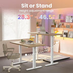 HUANUO 63 x 28 inch Electric Standing Desk Adjustable Height, 4 Memory Height Settings, Sit Stand Up Desk for Home Office & Computer Workstation, Light Walnut