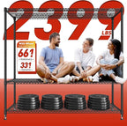 REIBII 60''W Storage Shelves 2399LBS Wire Shelving with Wheels Garage Shelving Heavy Duty Metal Shelves for Storage Rack Adjustable Shelf for Commercial Garage Kitchen, 60" W x 18" D x 65.5" H