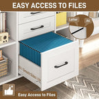 Vabches File Cabinet with 3 Drawers, Farmhouse Lateral File Cabinet Fits Files Letter/A4 Size, Wooden Filing Cabinet with Adjustable Shelves Printer Stand for Home Office, White