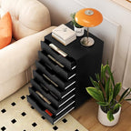Giantex 7-Drawer Storage Cabinet, Mobile File Organizer with 4 Universal Casters, Wooden Vertical Filing Cabinet on Lockable Wheels for Office, Study, Living Room (19.5” x 16” x 34.5”,Black)