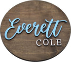 Custom Round Nusery Name Sign, Personalized 3D Baby Name Announcement Sign, Personalized Wooden Wall Plaque, 3D Wall Art for Children & Kids Rooms, Family Name Signs, 30 Colors (Design 7)