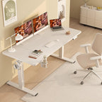 FitStand Adjustable Standing Desk, Large 79x31 Inches Standing Desk with Cable Management, Height Adjustable Home Office Computer Desk with Memory Preset& Cup Holder, White