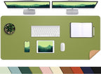 Leather Desk pad Protector, Large Desk mat with Natural Cork & PU Leather,Mouse pad,Non-Slip Office Desk Mat,Waterproof Desk Writing Pad for Office and Home (47in*23.7in, Olive Green)