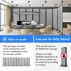 Upgrade Version Room Partition and Divider, Freestanding Rolling Dividers with Wheels,Office Privacy Screen Divider Wall,Classroom Felt Dividers,12'2"L* 6'7"H,6 Panel，Light Grey