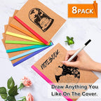 feela 8 Pack Composition Notebooks Bulk, Kraft Cover Lined Blank College Ruled Composition Travel Journals with Rainbow Spines For Women Students Business, 60 Pages, 8.3”x 5.5”, A5, 8 Colors