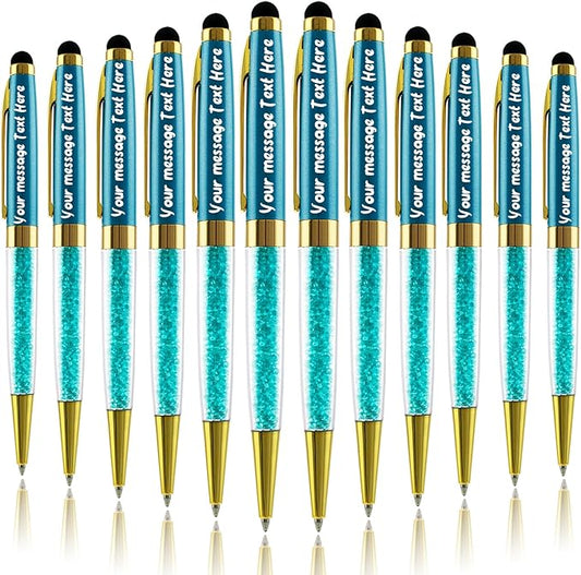 Personalized Pens Bulk Custom Customized Pen with Stylus Free Engraving Ballpoint Pens Set with Your Name Text for Business Women Men Graduation Wedding Christmas Gift 12pcs/Pack