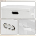 Graciadeco Medium 15" 21 Quart Collapsible Stackable Storage Bins with Lids, 3 Packs White Foldable Fabric Closet Boxes Heavy-duty Linen Cube Baskets Container for Bedroom Office (15 x 11 x 8)