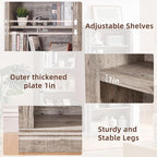 RWYHG 70" Grey Tall Bookshelf Set of 3,5-Tier Thick Wooden Book Shelf with Adjustable Shelves,Free Standing Farmhouse Bookcase with Open Display Storage,Floor Vintage Bookshelves for Living Room