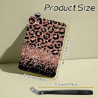 BWEGRHE Small Travel Wallets, Leopard Glitter Slim Minimalist Front Pocket Wallet with Wristlet, RFID Blocking PU Leather Credit Card Holder with ID Window Change Purse for Men Women