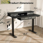 FiCiHi Adjustable Height Standing Desk with 4 Drawers,48 x 30 inches Electric Sit Stand Home Office Desk with Two Tiers, 3 Memory Presets, Monitor Stand Riser, USB A/C Charging Port