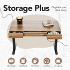 HUANUO 48 Inch Standing Desk with Drawers, Electric Adjustable Height Stand Up Desk with Storage, Whole-Piece Board Computer Workstation for Home Office, Black Walnut